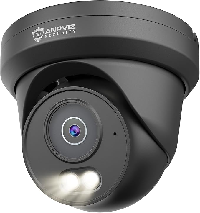 Anpviz 4K 8MP PoE Security IP Camera Outdoor Wired, AI Human Vehicle Detection, 100FT Smart Dual Light Color Night Vision, Built-in Mic, IP66 Waterproof, Black, NDAA, IPC-D3B83B-S (U Series)