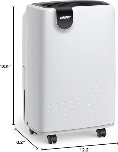 Yaufey 2500 Sq. Ft Dehumidifier for Home and Basements with Auto or Manual Drainage, 0.48 Gallon Water Tank Capacity -Low Noise and 24 Hr Timer
