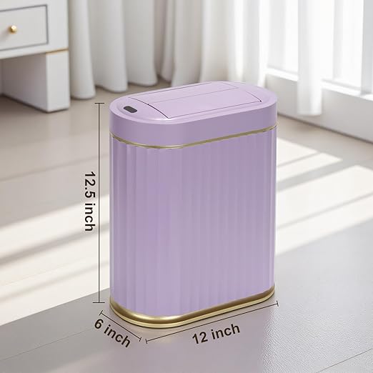 SYNCVIBE Bathroom Trash Can with Butterfly Lid 2 Gallon Sensor Trash can, IPX5 Waterproof Garbage Can Bathroom Decor, Automatic Trash Bin, Under-Counter Wastebasket for Bedroom, Living Room, Purple