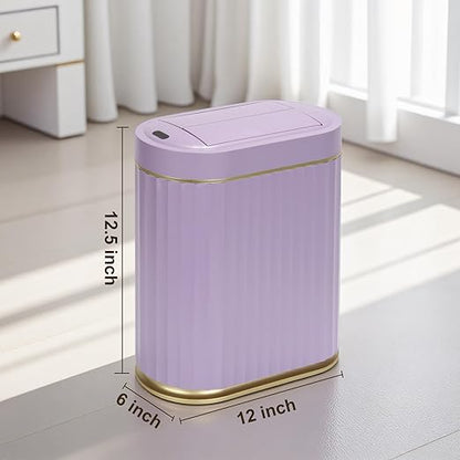 SYNCVIBE Bathroom Trash Can with Butterfly Lid 2 Gallon Sensor Trash can, IPX5 Waterproof Garbage Can Bathroom Decor, Automatic Trash Bin, Under-Counter Wastebasket for Bedroom, Living Room, Purple