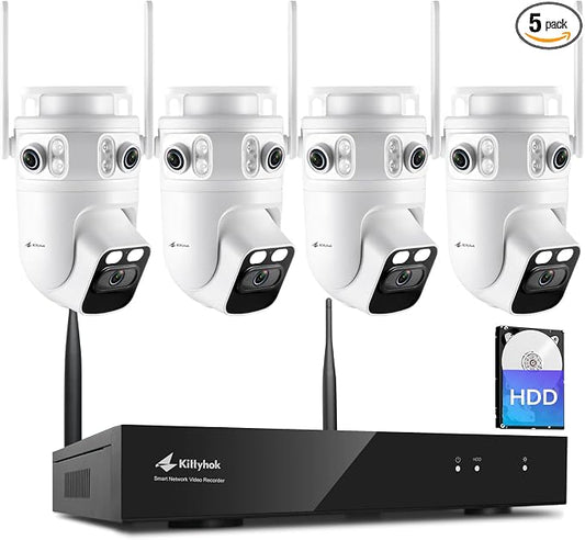 Kittyhok Home Security Camera System Wireless, 2K Triple Lens Cameras