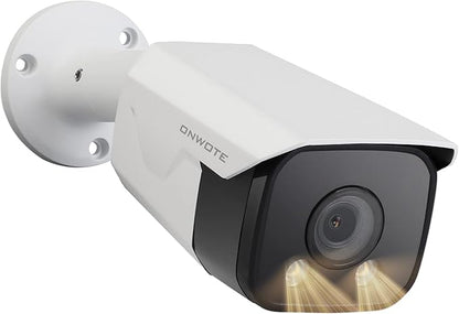 ONWOTE 6MP PoE IP Camera, Smart AI Human Vehicle Detection Activate Bright Spotlights, 122° Wide Viewing Angle, Indoor/Outdoor, Commercial Wired Camera for Business, Add-on to PoE NVR System
