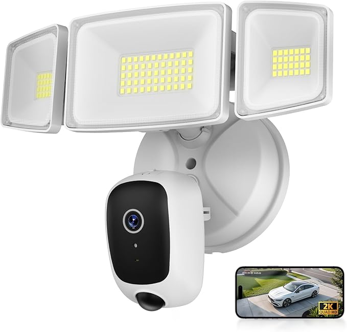 Onforu Hardwired Floodlight Camera Outdoor, 5500LM 2K HD Security Camera with Lights, Color Night Vision, Custom Motion Zones, 2-Way Audio, Built-in Siren, 24/7 Record, 2.4GHz WiFi, Works with Alexa