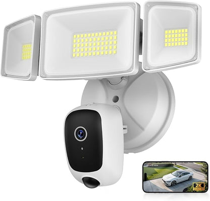 Onforu Hardwired Floodlight Camera Outdoor, 5500LM 2K HD Security Camera with Lights, Color Night Vision, Custom Motion Zones, 2-Way Audio, Built-in Siren, 24/7 Record, 2.4GHz WiFi, Works with Alexa