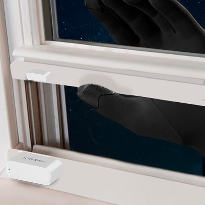 Xtreme Smart Wi-Fi Window & Door Sensor, Wireless 2.4GHz Wi-Fi Door Sensor, No Hub Required, Instant Notifications, Remote Access, Smart Scenes, Battery Powered, App Compatible with Android & iPhone