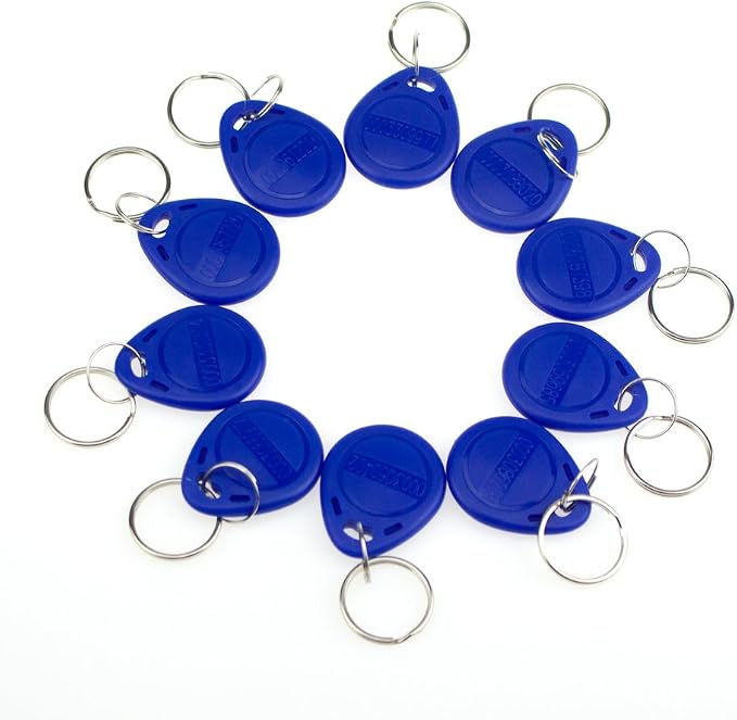 (Pack of 100) 125KHz RFID Access Control Keyfobs Proximity EM4100 TK4100 Keychains Smart ID Keycard for Door Electric Lock System NFC Token tag (Blue)