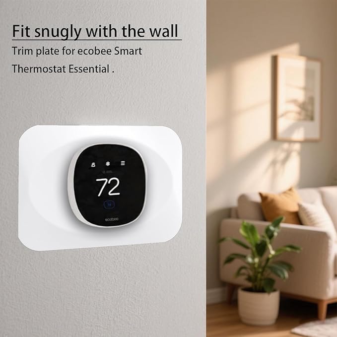 Wall Plate Cover Compatible with Ecobee Smart Thermostat Essential, Practical Ecobee Thermostat Trim Kit, Programmable WiFi Thermostat Accessory (White)