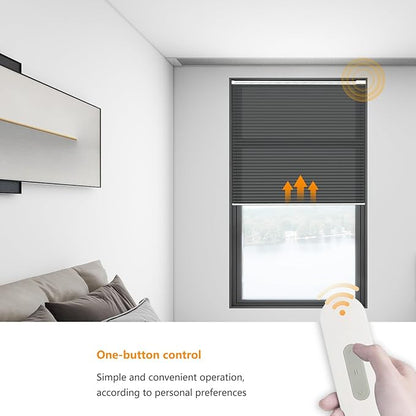 Motorized Cellular Shades Cordless Light Filtering Rechargeable Window Curtains with Remote for Privacy Protection Smart Home Electric Automatic Honeycomb Blinds for Windows, 46" x 48", Black