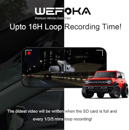 4K Dash Cam Fit for Ford Bronco 2021 2022 2023 2024, Does Not Fit 2025 Bronco, Does Not Fit Ford Bronco Sport, WiFi & App, 128GB Card (F10)