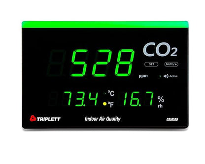 Triplett GSM250 Wall Mount/Desktop Indoor Air Quality Monitor - Carbon Dioxide (CO2), Humidity, Temperature