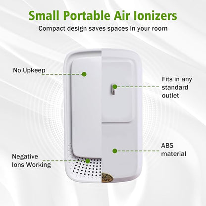 Plug In Air Ionizers for Home 3 Pack,Portable and Quiet Work Negative Ion Air Purifier for Home, Bedroom, Office,Living Room,Pet Room,Small Air Cleaner(3)