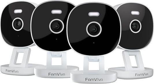 2K Wired Security Camera, Indoor/Outdoor for Home, Pet, Baby, Nanny, IP65 Waterproof Color Night Vision, White Light & Siren, Recording, Motion Detection, Works with Alexa,Plug in, White-4P