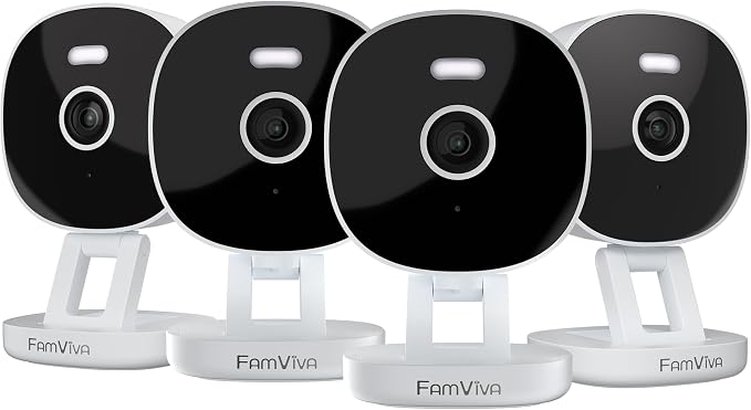 2K Wired Security Camera, Indoor/Outdoor for Home, Pet, Baby, Nanny, IP65 Waterproof Color Night Vision, White Light & Siren, Recording, Motion Detection, Works with Alexa,Plug in, White-4P
