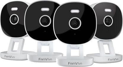 2K Wired Security Camera, Indoor/Outdoor for Home, Pet, Baby, Nanny, IP65 Waterproof Color Night Vision, White Light & Siren, Recording, Motion Detection, Works with Alexa,Plug in, White-4P