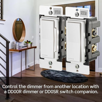 Leviton Decora Smart 600W Dimmer with Z-Wave Technology, Ivory, 1-Pack, DZ6HD-2RW, White/Light Almond