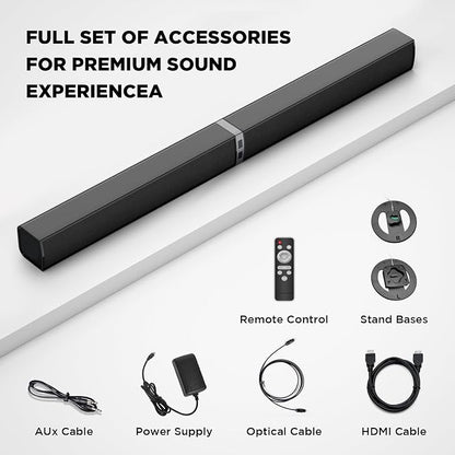 MZEIBO Sound Bar for Smart TV，80W Bluetooth Soundbar 2-in-1 Detachable TV Speaker with Bluetooth 5.0/ARC/Optical/AUX, Home Theater Surround Sound System for TVs
