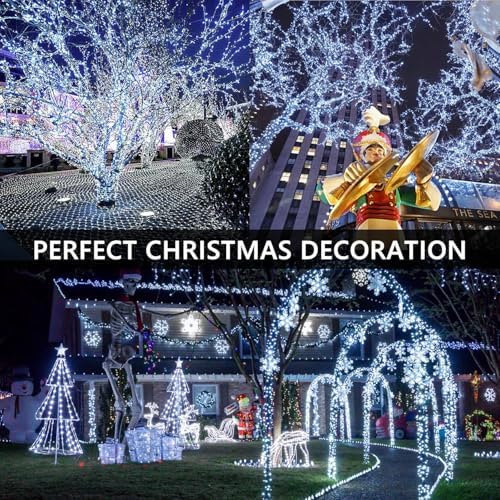 Connectable 99Ft 300LED Christmas String Lights Outdoor Indoor, Cool White