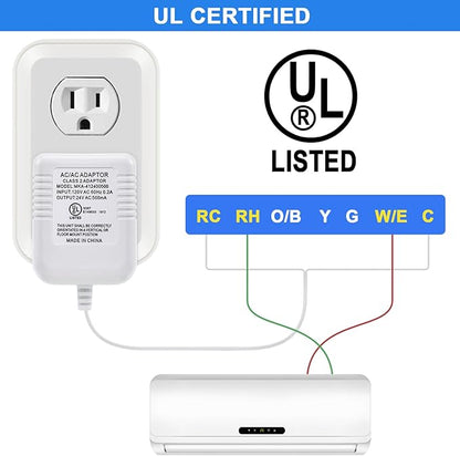 Hotop C Wire Adapter 24 Volt Transformer Compatible with Nest Honeywell Ecobee Emerson Sensi Smart WiFi (White)