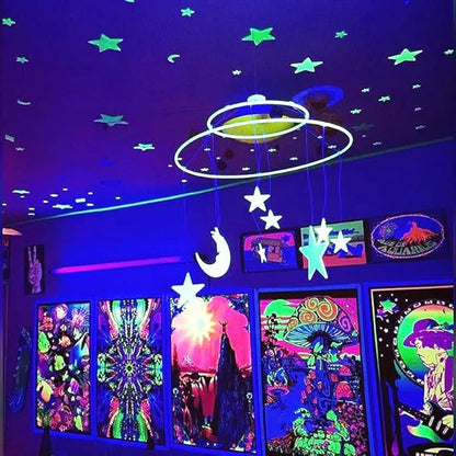 roperry Black Light Bar 10W 1ft LED Blacklight for Fluorescent Tapestry Poster Body Paint Glow Party UV Strip Lights for Cabinet and Display Magnetic (4 Pack)
