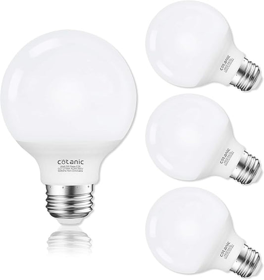 Cotanic G25 LED Vanity Light Bulb 2700K Warm White, Globe Light Bulbs for Bathroom Vanity Mirror 500LM,E26 Screw Base 5W 60W Incandescent Equivalent,Non-dimmable,Pack of 4