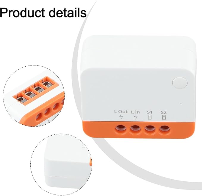 For ZIGBEE Smart Light Switch Module ZBMINI L2 No Neutral Wire Required 2-Way Control 100-240V 6A For Rocker/Push Buttons For DIY Home Automation, White