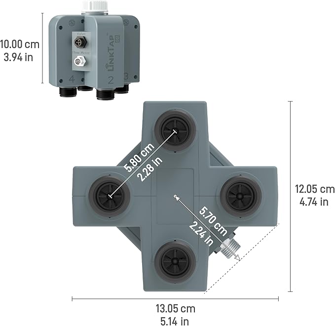 LinkTap Q1 4-Zone Wireless Water Timer & Gateway, Equals Four G2S Smart Hose Timers | 4 Independent Zones for Garden/Lawn/Yard, Irrigation by Weather/Volume/Duration, Fault Detection & Alerts, Anti-Freeze, IP66