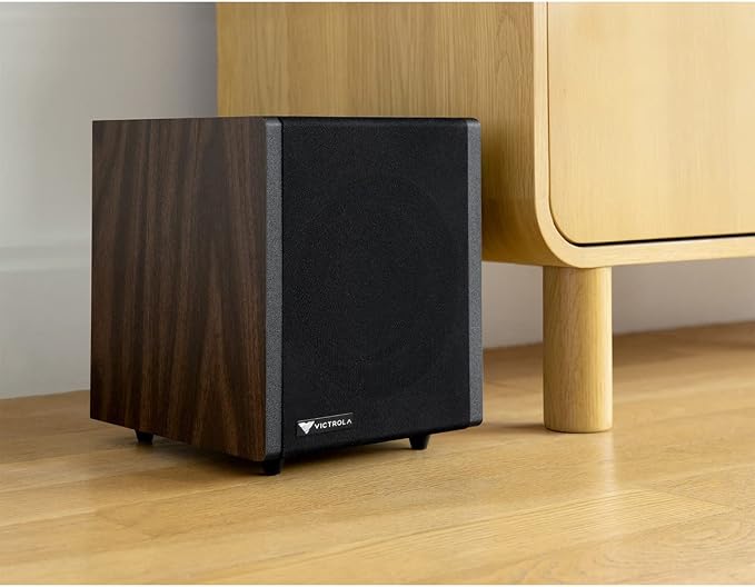 Victrola S1 Subwoofer – 6.5" Front-Firing Woofer, 6.5" Passive Radiator & Powered Wireless Subwoofer, 70W Amplifier, Volume Control, Bluetooth 5.0 Connectivity (Espresso)