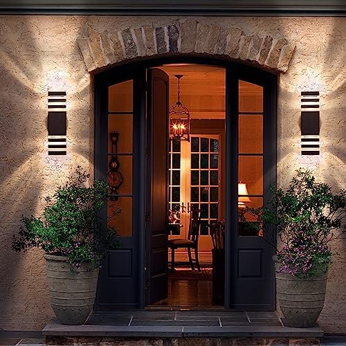 2 Pack Outdoor Wall Light Fixtures, Modern Exterior Lights for House, Brown