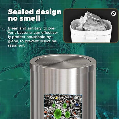 4.8GALStainless Steel Bathroom Trash Can with Lid, Silver Trash Can with Flipping Lid, Garbage cans for Kitchen，Living Room,Dental Office，Hotel,Guest Room(4.7gal-Silver)