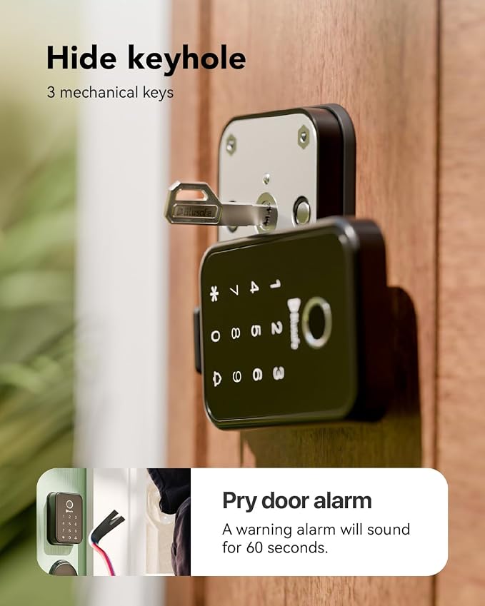 Smart Lock Fingerprint Door Lock, Smart Door Lock for Home Security,Electronic Deadbolt 4-in-1 Keyless Entry with Keypad, IC Card, App Control, Front Door Lock, Fingerprint Lock (Cloud Black)