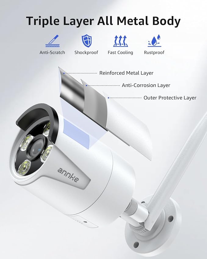ANNKE Wireless Security Camera System, 7'' Touch Screen Monitor, 64GB SD | 2K HD 4CH WiFi NVR, 2 Wireless Outdoor Cameras, Plug & Play, Human Detection, Two-Way Audio, 100 ft Night Vision, IP66