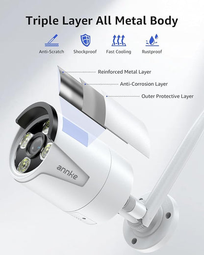 ANNKE Wireless Security Camera System, 7'' Touch Screen Monitor, 64GB SD | 2K HD 4CH WiFi NVR, 2 Wireless Outdoor Cameras, Plug & Play, Human Detection, Two-Way Audio, 100 ft Night Vision, IP66
