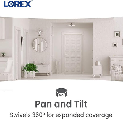 Lorex Pan & Tilt Indoor Wi-Fi Security Camera | 360° Pan & Tilt | Person Detection | Two-Way Talk | Person Detection | IR Night Vision | No Monthly Fee | Pre-Installed 16GB MicroSD