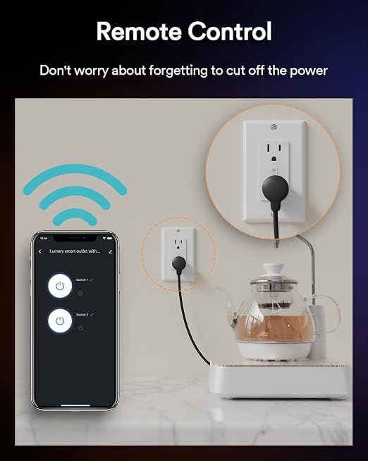 Lumary Smart Wall Outlet 110V 15Amp, Timer, Remote Control, ETL FCC, Group | Tamper-Resistant, No Hub Required, 2.4G WiFi Outlet, Works with Alexa/Google Home, Kitchen/Bedroom/Living Room/Office, 1 Pack