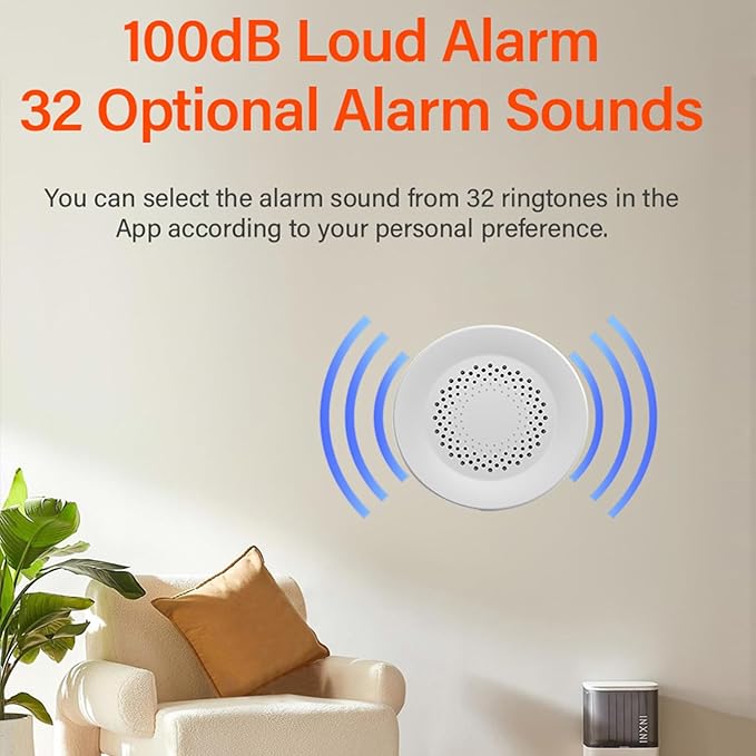 WiFi Smart Siren Alarm: 100db Sounder, App Control, Wireless Burglar Alarm, Compatible with Alexa