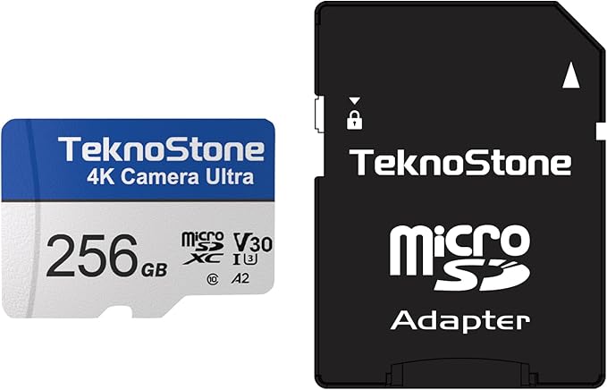 Camera 256GB MicroSDXC Flash Memory with Adapter 180MB/s Read 130MB/s Write Speed UHS-I C10 U3 V30 A2 Rated 4K/5K UHD Support TF Card Suitable for GoPro DJI Insta360 Cameras Drones (1 Pack)