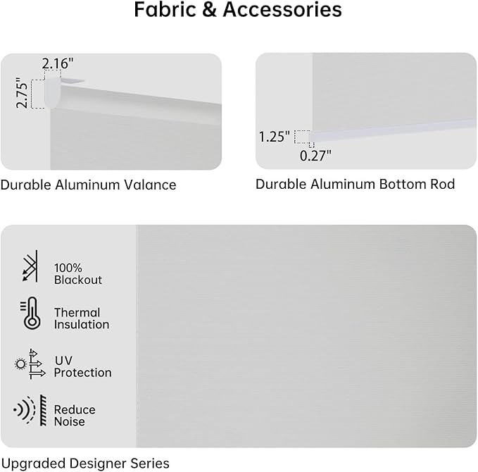 Motorized Coupled Shades, Blackout Smart Blinds for Large Windows Automatic Blinds Compatible with Alexa, Motorized Roller Shades Customized for Bedroom Home Office(Blackout-Light Grey)