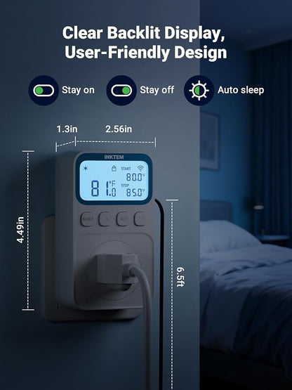 WiFi Temperature Controlled Outlet with APP for Heater, Freezer 16A