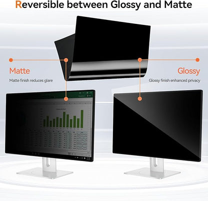 Mamol 24 Inch Computer Privacy Screen Filter for 16:9 Aspect Ratio Widescreen Monitor - Removable Computer Screen Privacy Shield and Anti Glare Blue Light Filter, Anti-Scratch Screen Protective Film