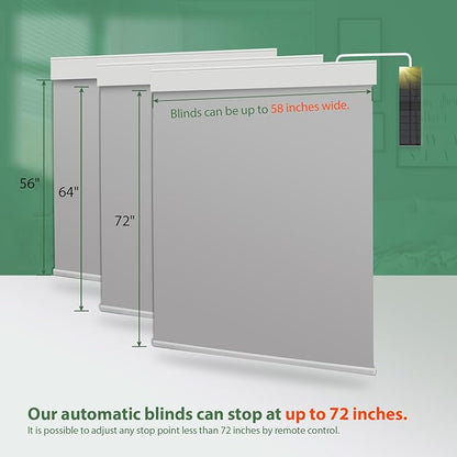 Motorized Blinds with Remote, Blackout Cooling Automatic Shades with Solar Panel Cordless Smart Blinds for Windows, Custom Electric Blinds Horizontal Roller Shades,Gray,39" W X 72" H