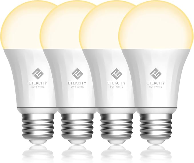 Etekcity ESL100 Smart Light Bulb Compatible with Alexa, Google Home and IFTTT, 4 Count (Pack of 1), 9W (60W Equivalent), 806LM, 2700K, No Hub Required, 4 Pack