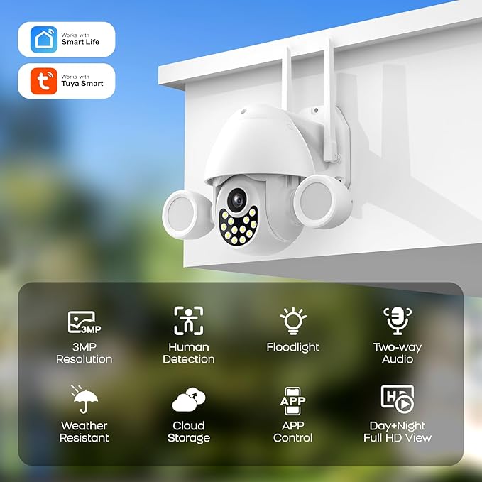 Camera Security Outdoor Wireless 2K Cameras for Home Security 2-Way Audio Color Night Vision Home Security Camera Human Auto Tracking with Solar Panel Battery Powered SD/Cloud Storage(T22)