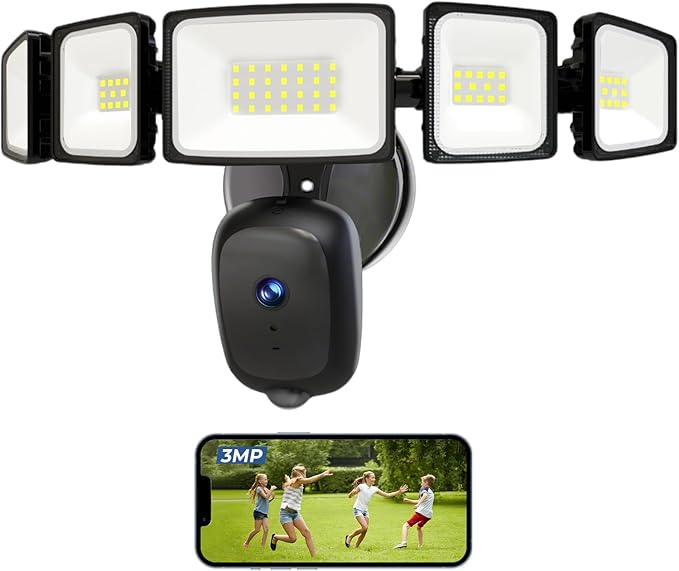 iMaihom Floodlight Camera Outdoor Wired, 2K QHD Security Cam with Motion-Activated, 5500LM Brightness 5 Heads Lamp, Color Night Vision, 2-Way Audio, Cloud/SD Storage