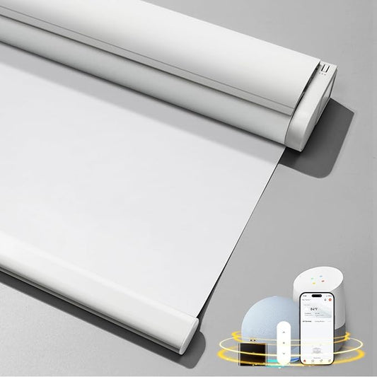 Smart Motorized Blinds with Remote,Cordless Blackout Smart Blinds for Window White,38" W x 72" H