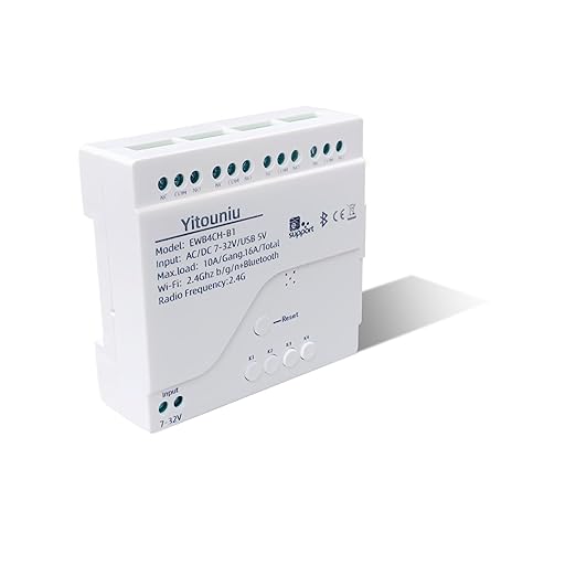 EWeLink 4-Channel Smart WiFi Relay Switch Module, AC7-32V, APP Remote Control, Bluetooth RFRemote Control, Point/Self-Locking/Interlocking, Compatible with Alexa Google Home