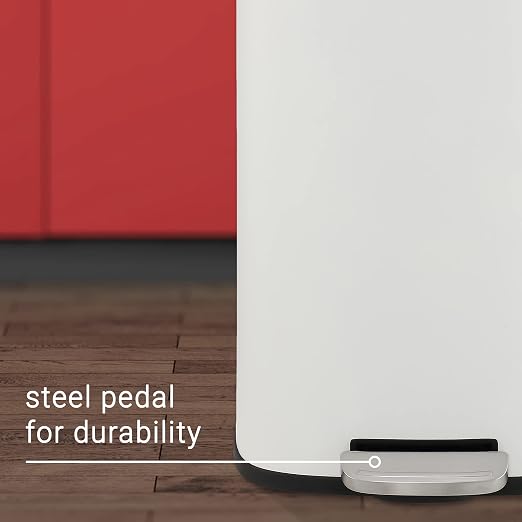 happimess Curtis 8 Gal Step Trash Can Soft Close 25", Cotton White