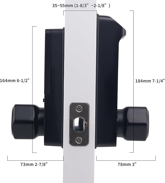 Harfo Fingerprint Door Lock, Heavy Duty Keyless Entry Door Lock, 5 in 1 Smart Door Lock with Touchscreen Keypad, Bluetooth Passcode Door Knob, Keypad Door Lock, APP Electronic Digital Lock (Black)
