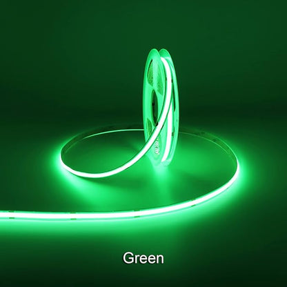 12V Green COB LED Strip Light 8mm Width, 480LEDs/m 16.4FT/5M CRI 90, High Bright Flexible Cuttable LED Tape for House Kitchen Room Ceiling Decor (DC12V, Without Power Supply)