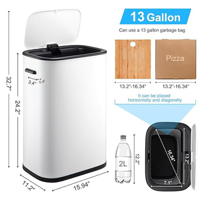 Garvee 13 Gal Motion Sensor Trash Can, Touchless Kitchen Bin