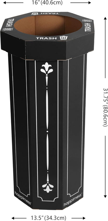 happimess Fleur 25 Gal Trash Can Bin, Bridal Black, Set of 2